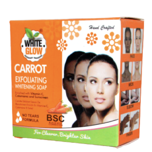 white glow carrot exfoliating whitening soap